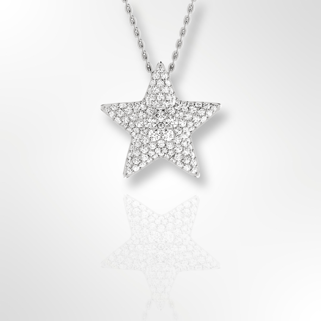 18ct white gold diamond star necklace 