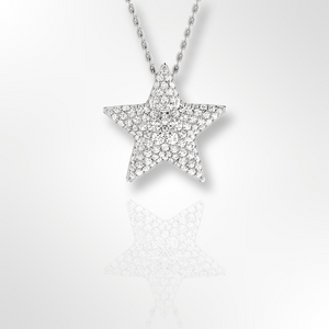 18ct white gold diamond star necklace 