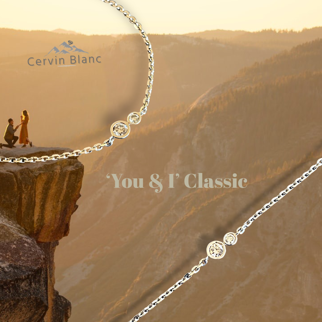 18ct White Gold Diamond ‘You & I’ Bracelet- Classic