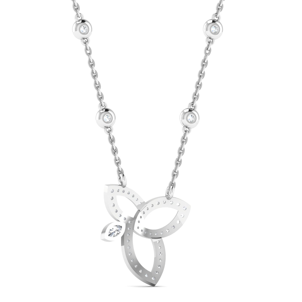 Unique lotus necklace in white gold