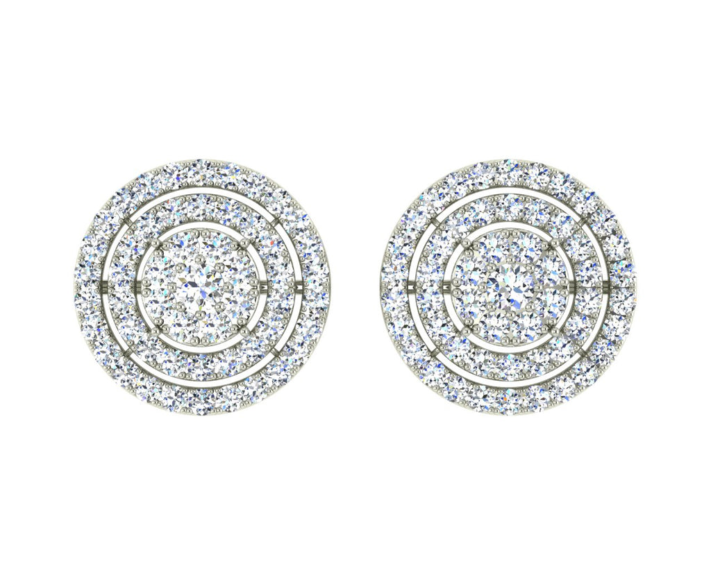 Round Halo Diamond Earrings White Gold