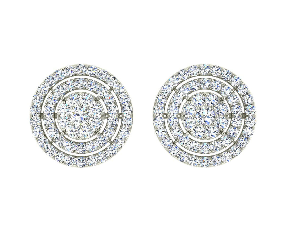 Round Halo Diamond Earrings White Gold