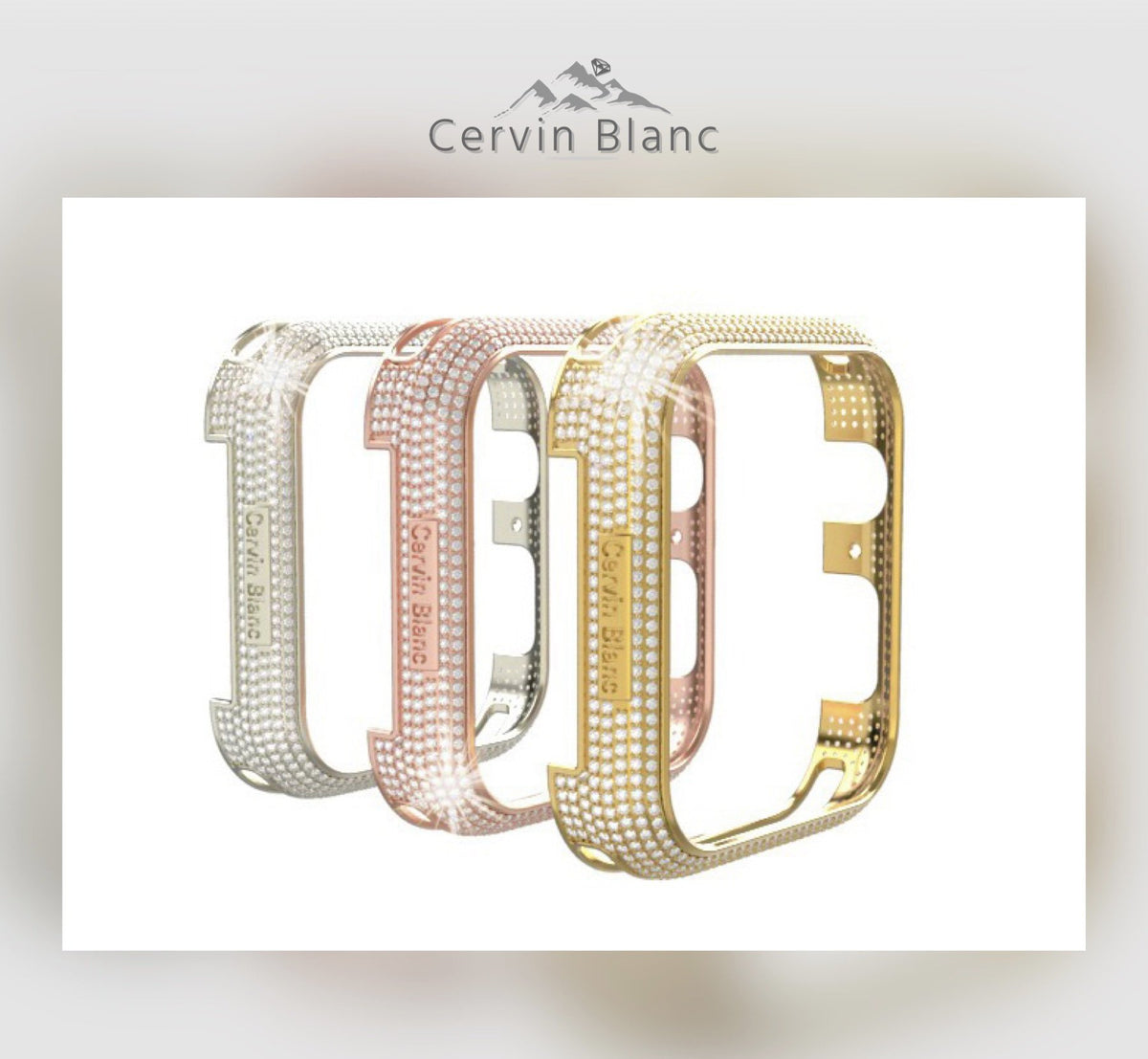Silver Gold vermeil paved diamond smart watch case