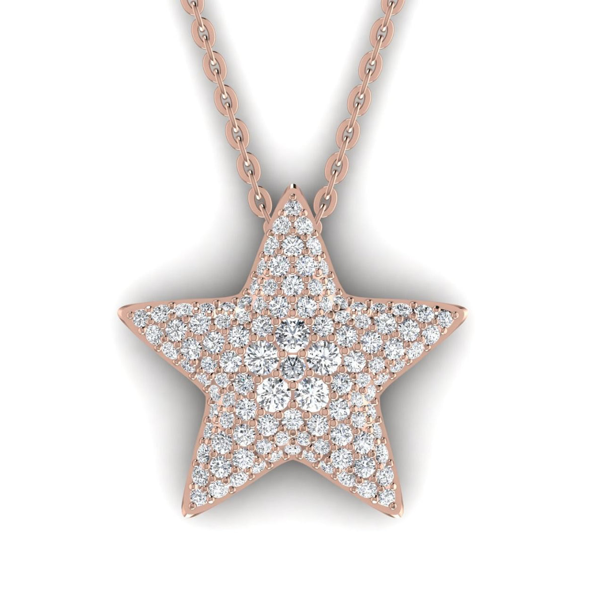 18ct Rose Gold Diamond Star Necklace