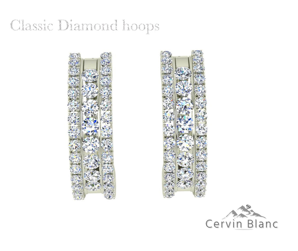 Sparkling white gold diamond hoop earrings