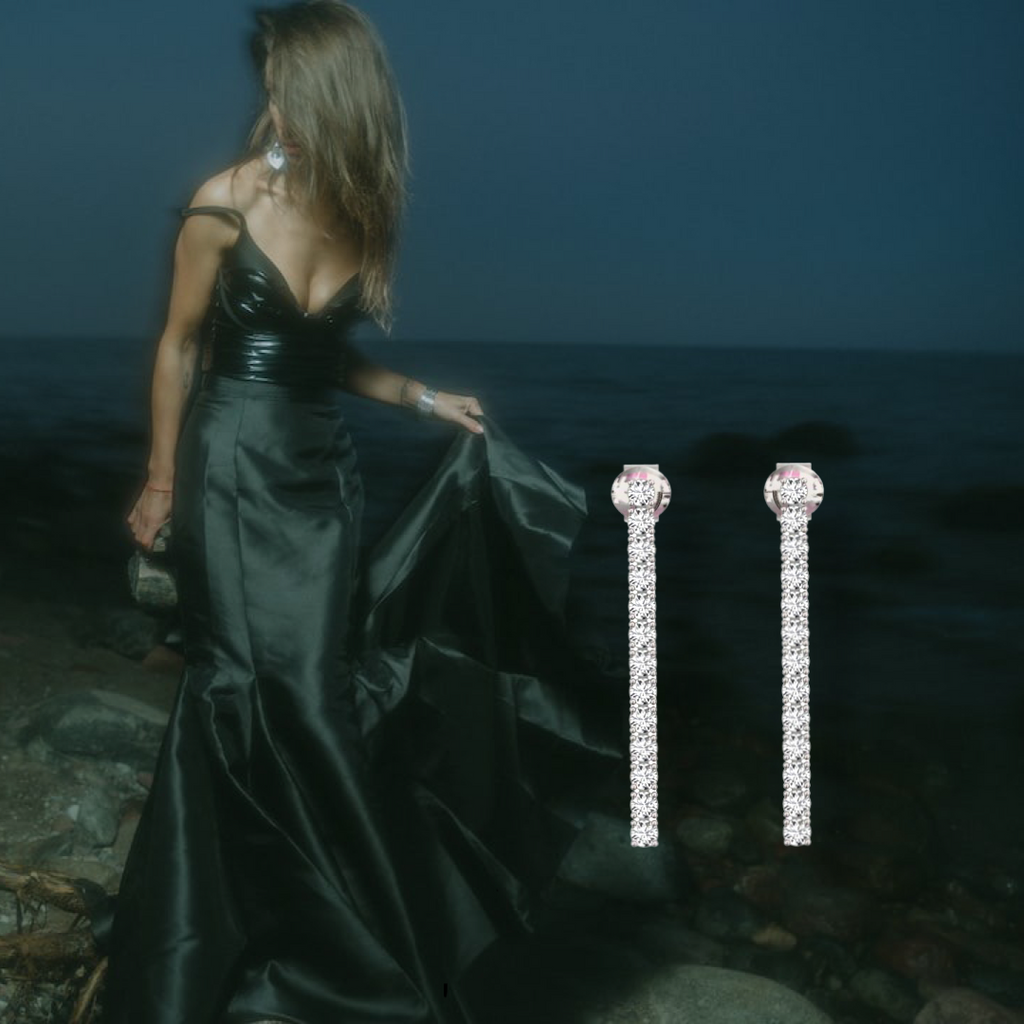 Boucles d'oreilles pendantes de tennis en or 1 carat