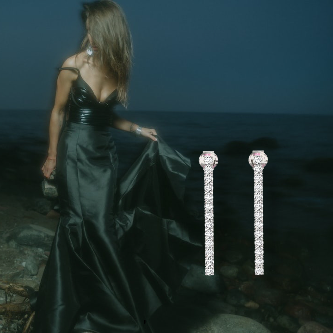 Boucles d'oreilles pendantes de tennis en or 1 carat