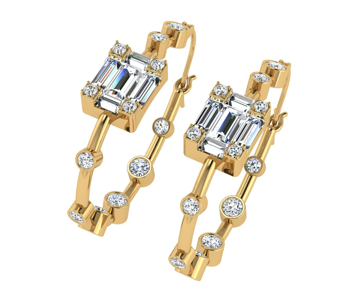 Yellow gold inside out diamond earrings 