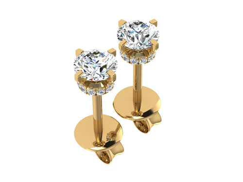 0.57ct solitaire diamond studs 18ct yellow gold