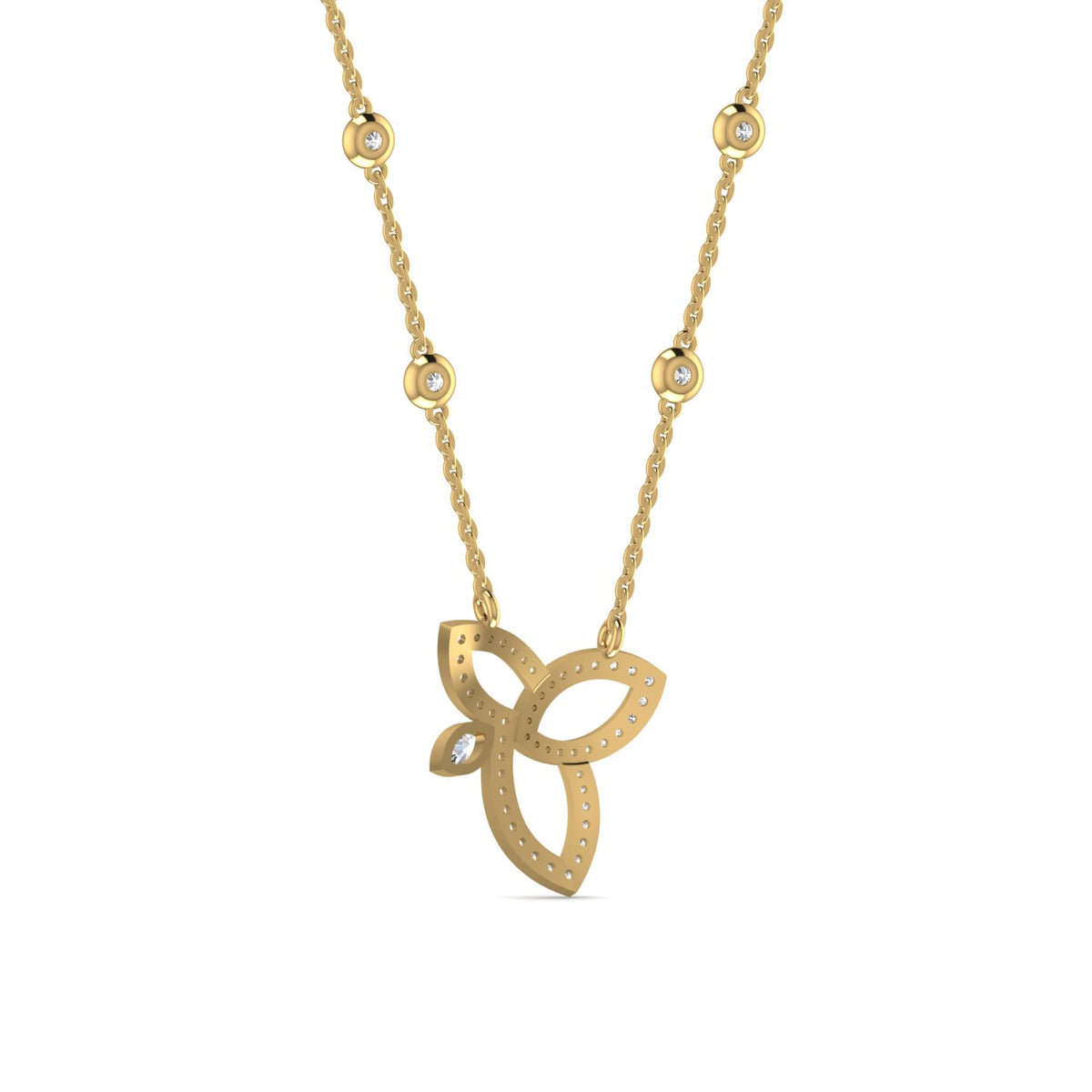 Timeless lotus flower necklace 18ct gold diamonds