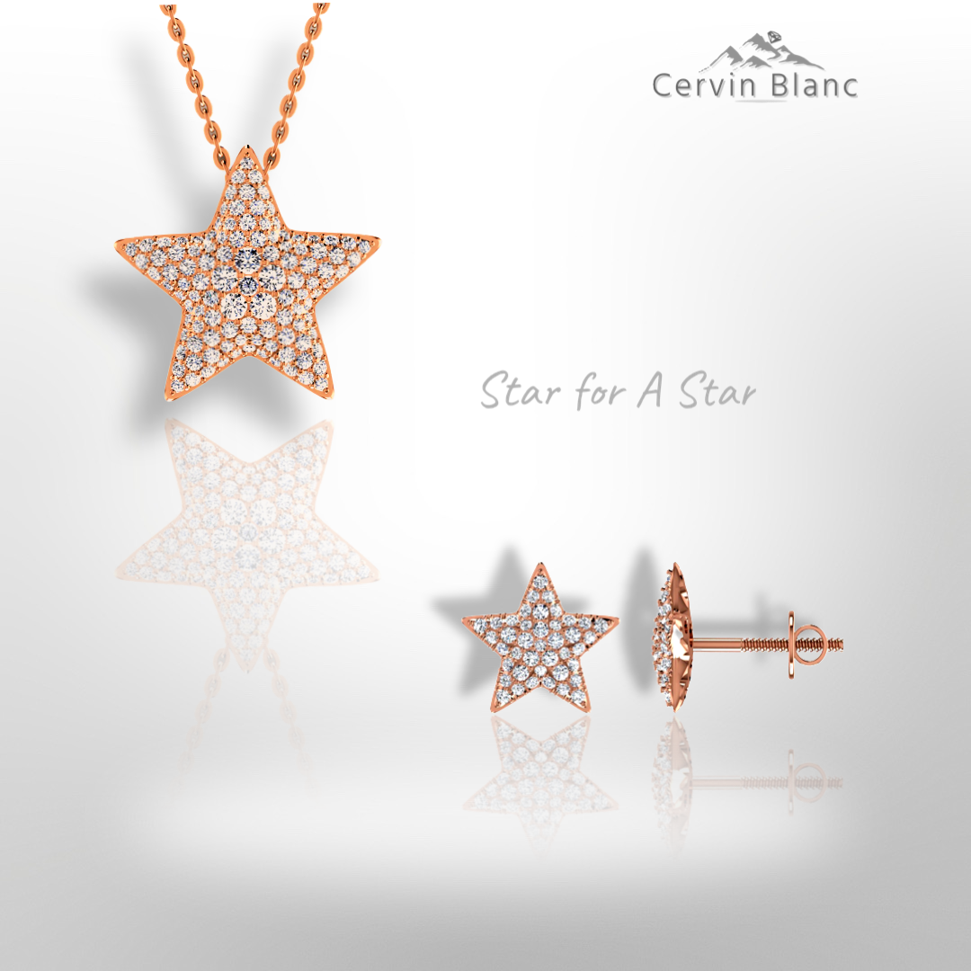 18ct Yellow Gold Diamond Star Necklace
