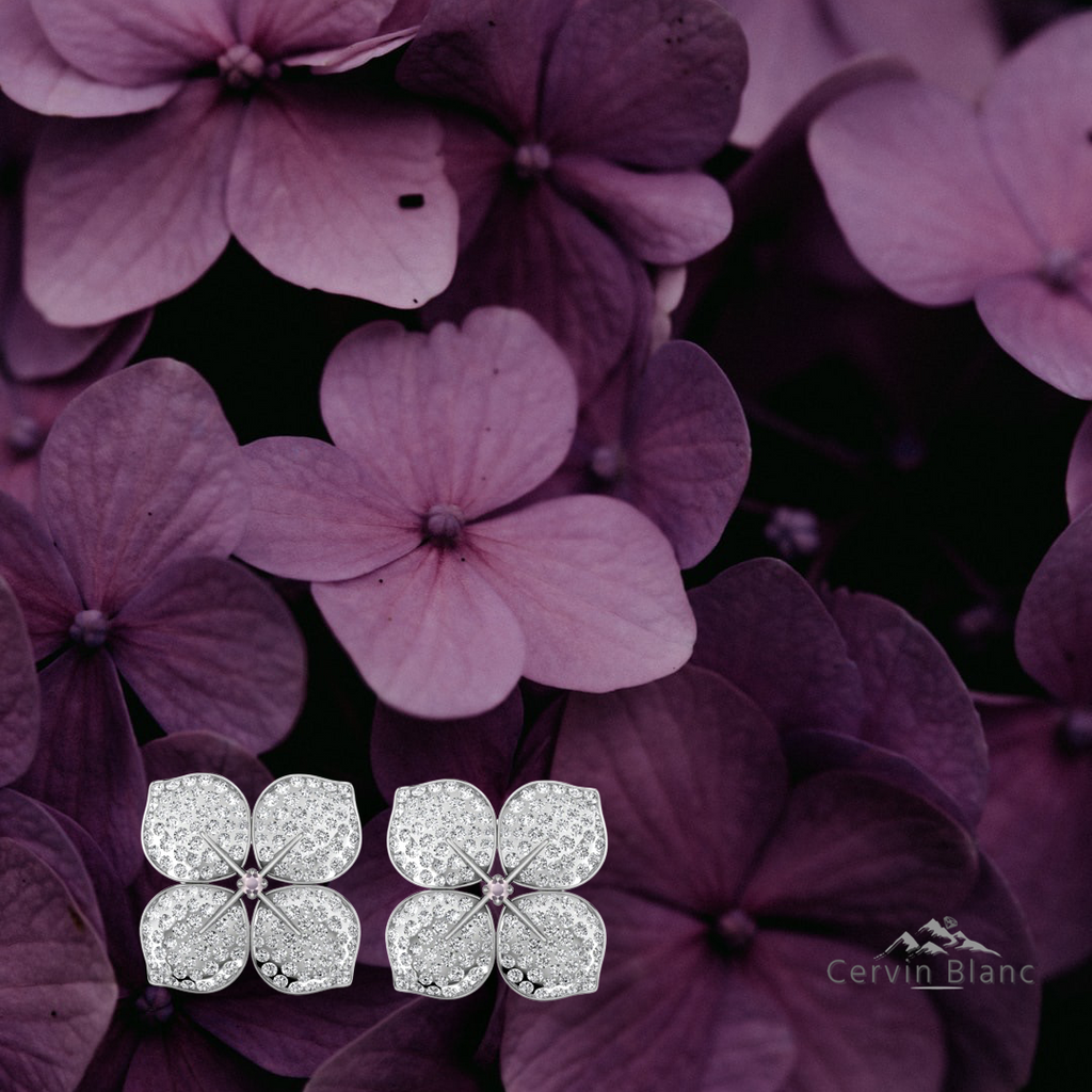 Hydrangea Diamond Earrings White Gold