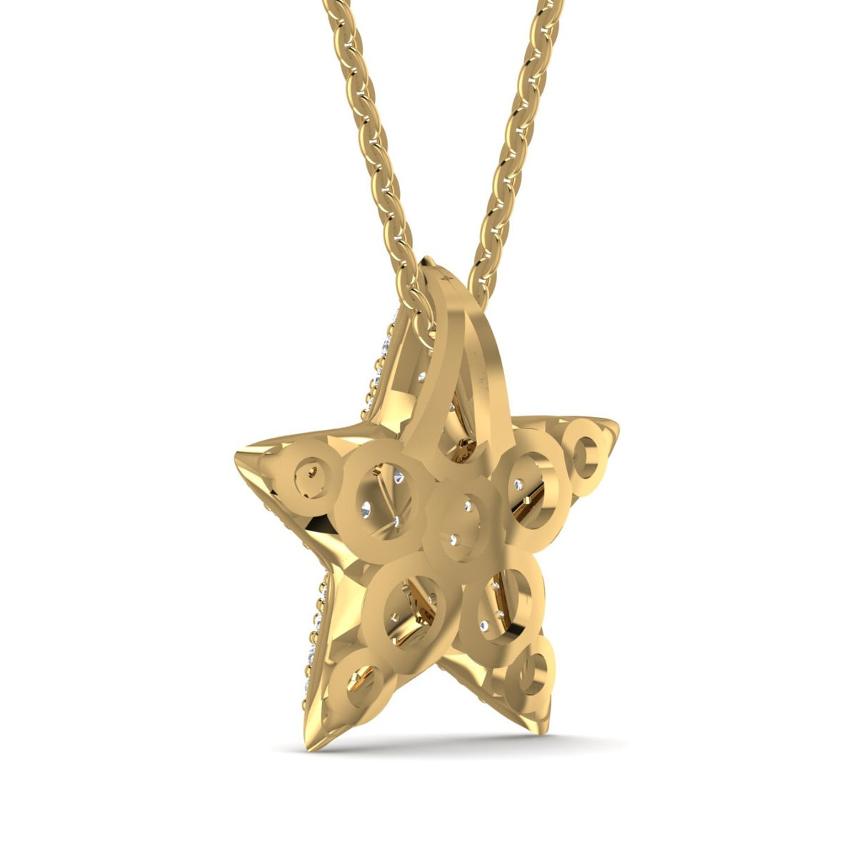 Collier étoile en or jaune 18 carats et diamants