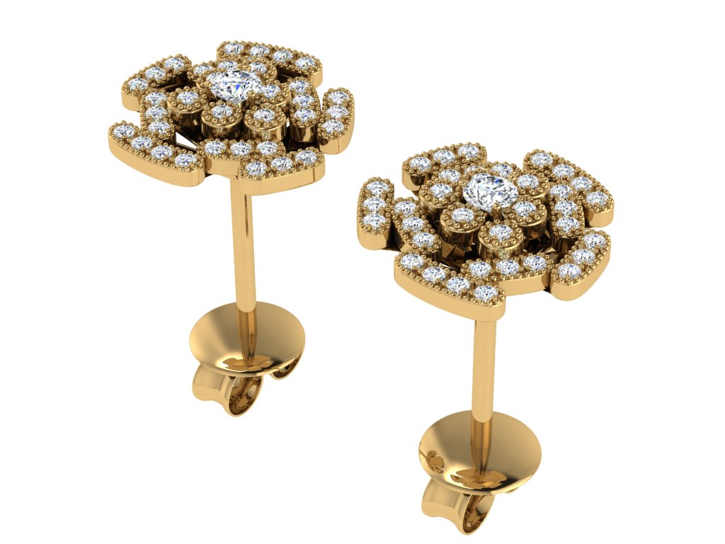 Alpine Rose Diamond Studs Yellow Gold