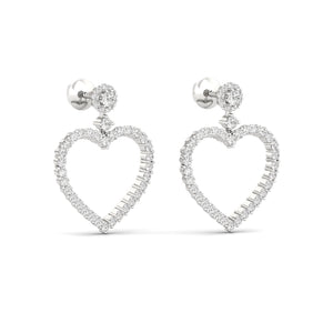 18ct white gold earrings, diamond heart earrings, twin heart earrings, 0.85ct diamond earrings