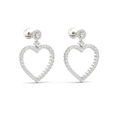 18ct White Gold Diamond Twin Heart Earrings 0.85ct
