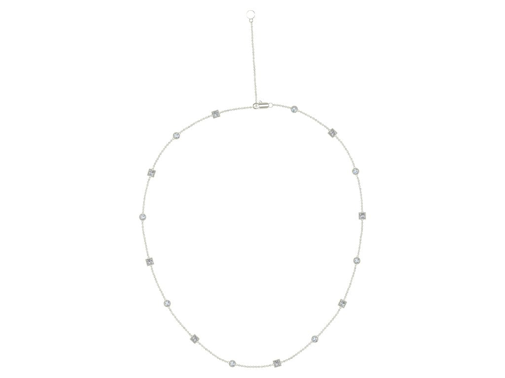 Diamond interval necklace in 18ct white gold