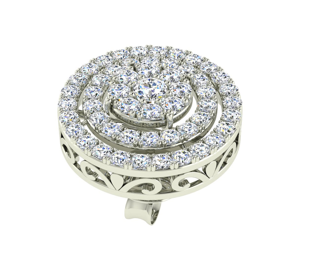 Round Halo Diamond Earrings White Gold