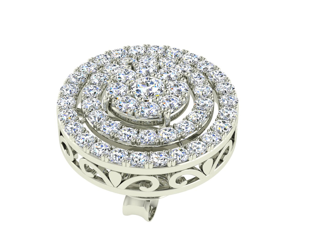 Round Halo Diamond Earrings White Gold
