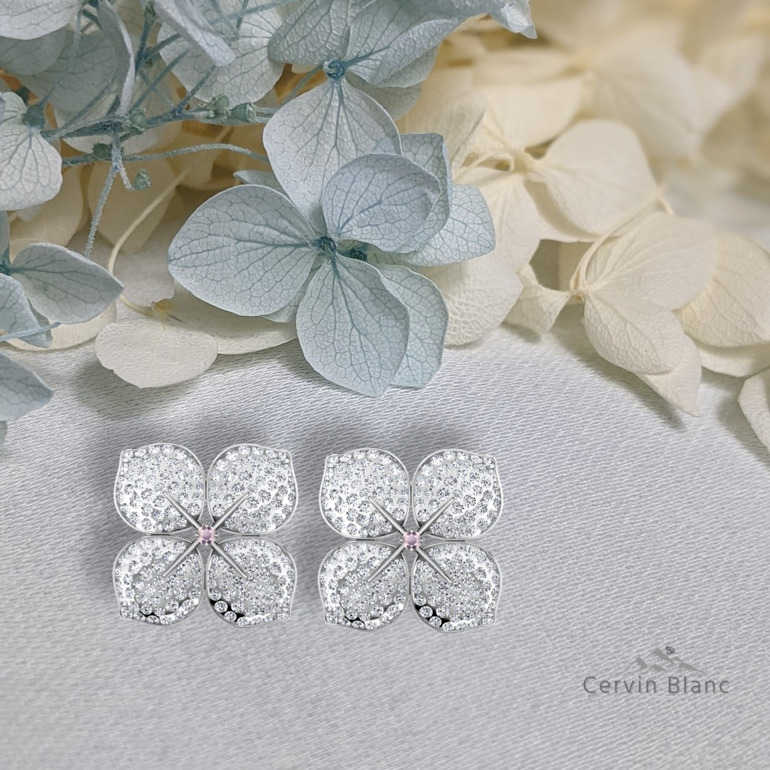 Hydrangea Diamond Earrings White Gold