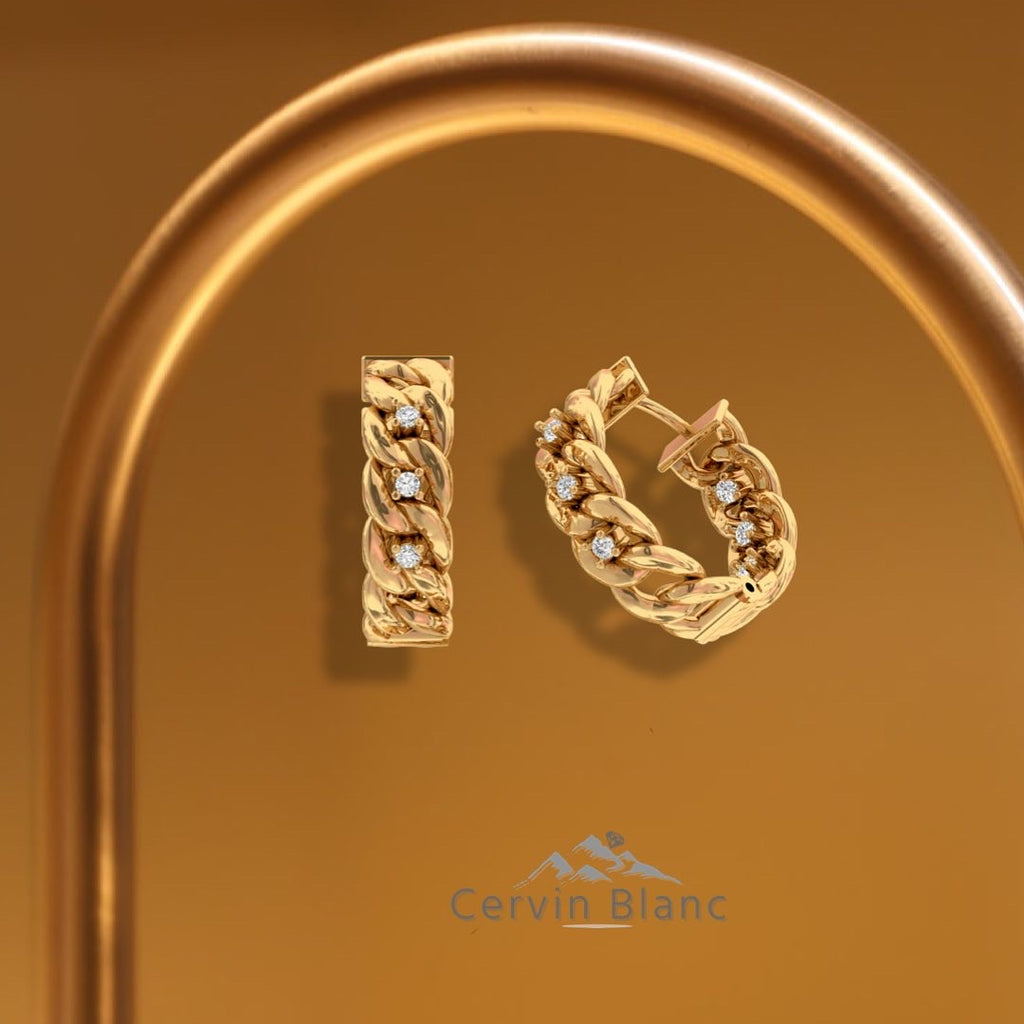 Front & Back Diamond Hoop Earrings Rose Gold