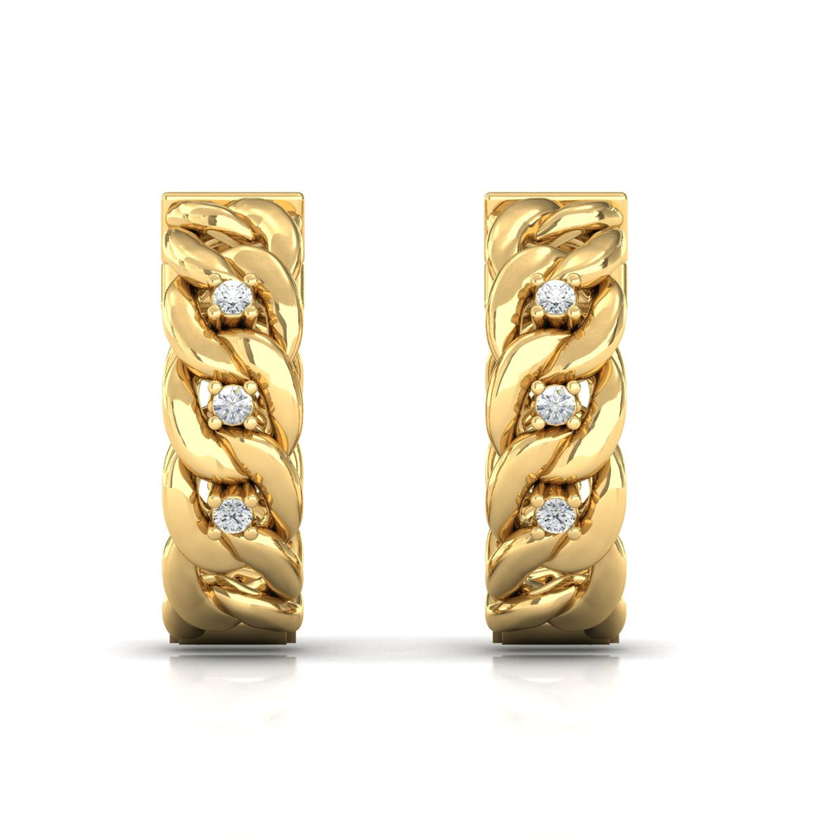Front & Back Diamond Hoop Earrings Yellow Gold