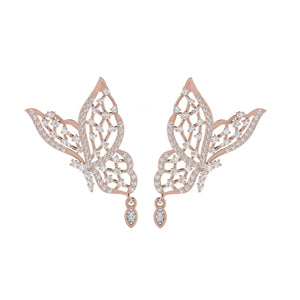 18ct gold earrings, diamond earrings, butterfly earrings, half-carat diamonds, luxury earrings, elegant earrings, gold and diamond earrings, women's earrings