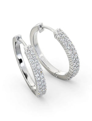 1ct Diamond Earrings Hoops 18ct White Gold