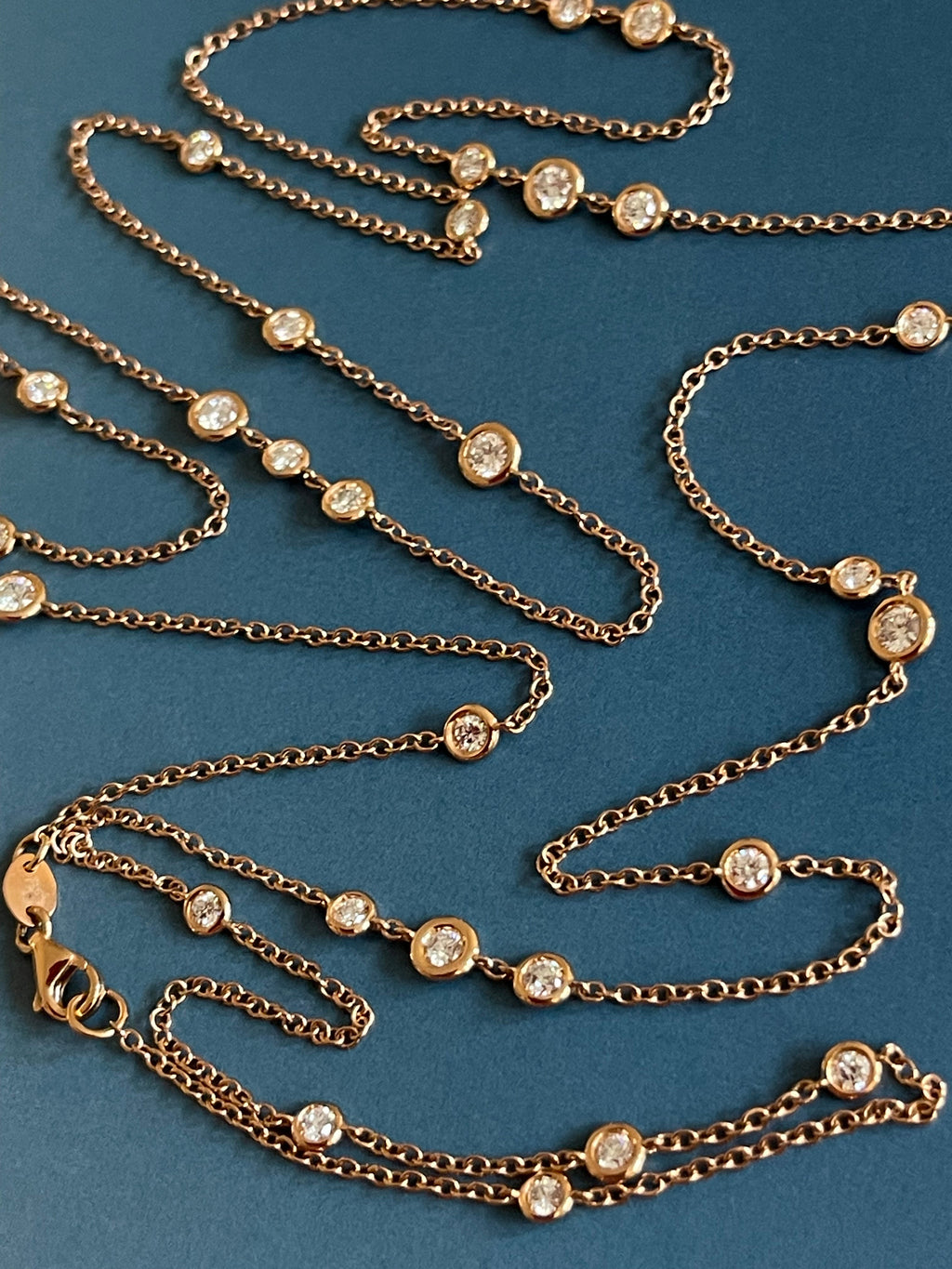 Collana di diamanti 1,85 ct in oro rosa 18 ct, catena lunga da 2 carati, al metro