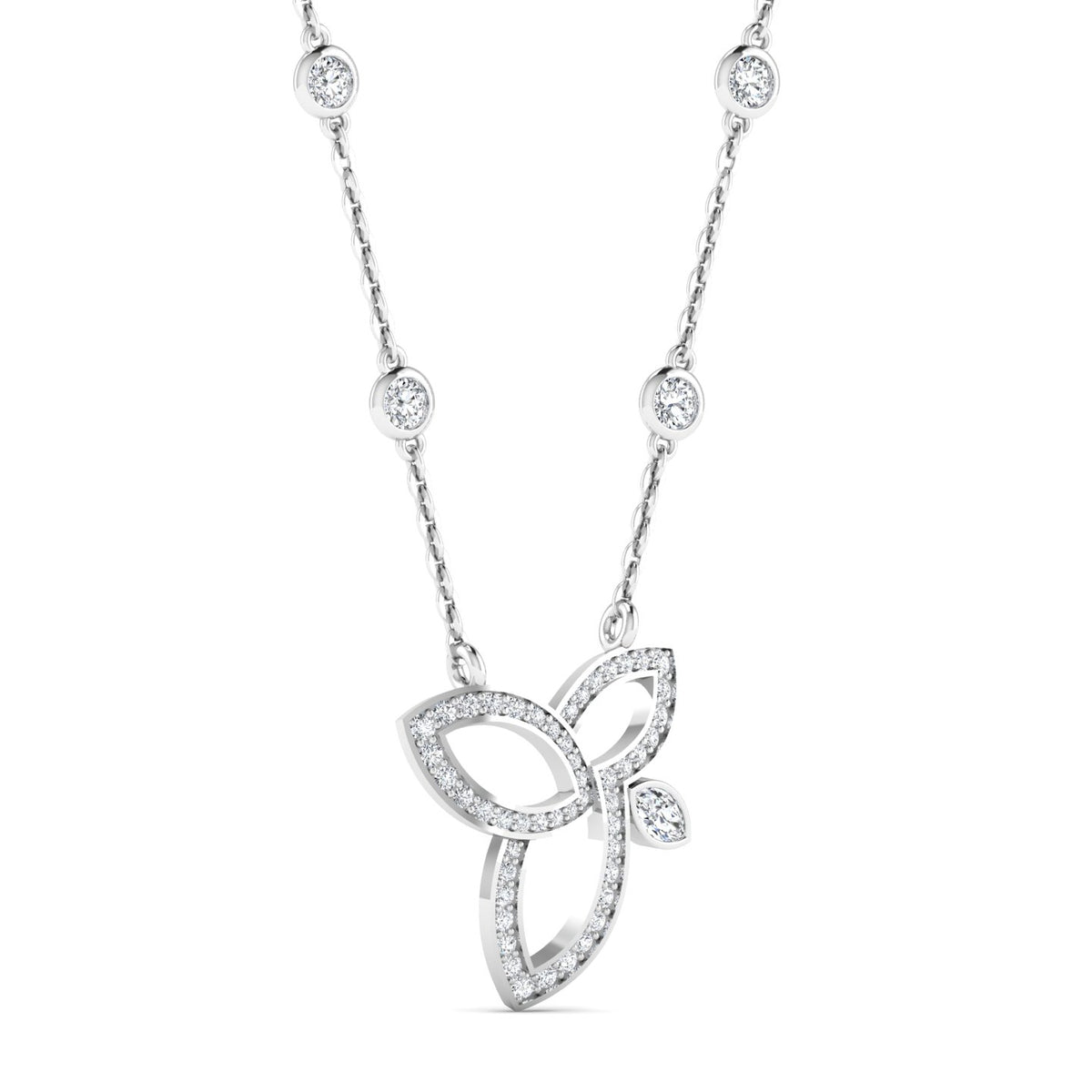 Sparkling 0.75ct diamond lotus flower necklace