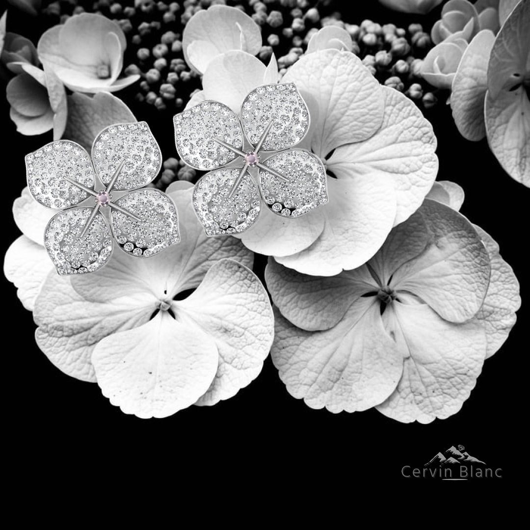 Elegant hydrangea diamond earrings