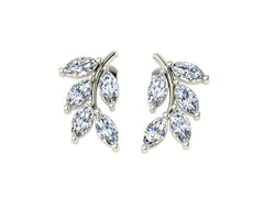 18ct White Gold Diamond Earrings leaf studs 1.20ct Marquise Cut. As Seen in TATLER