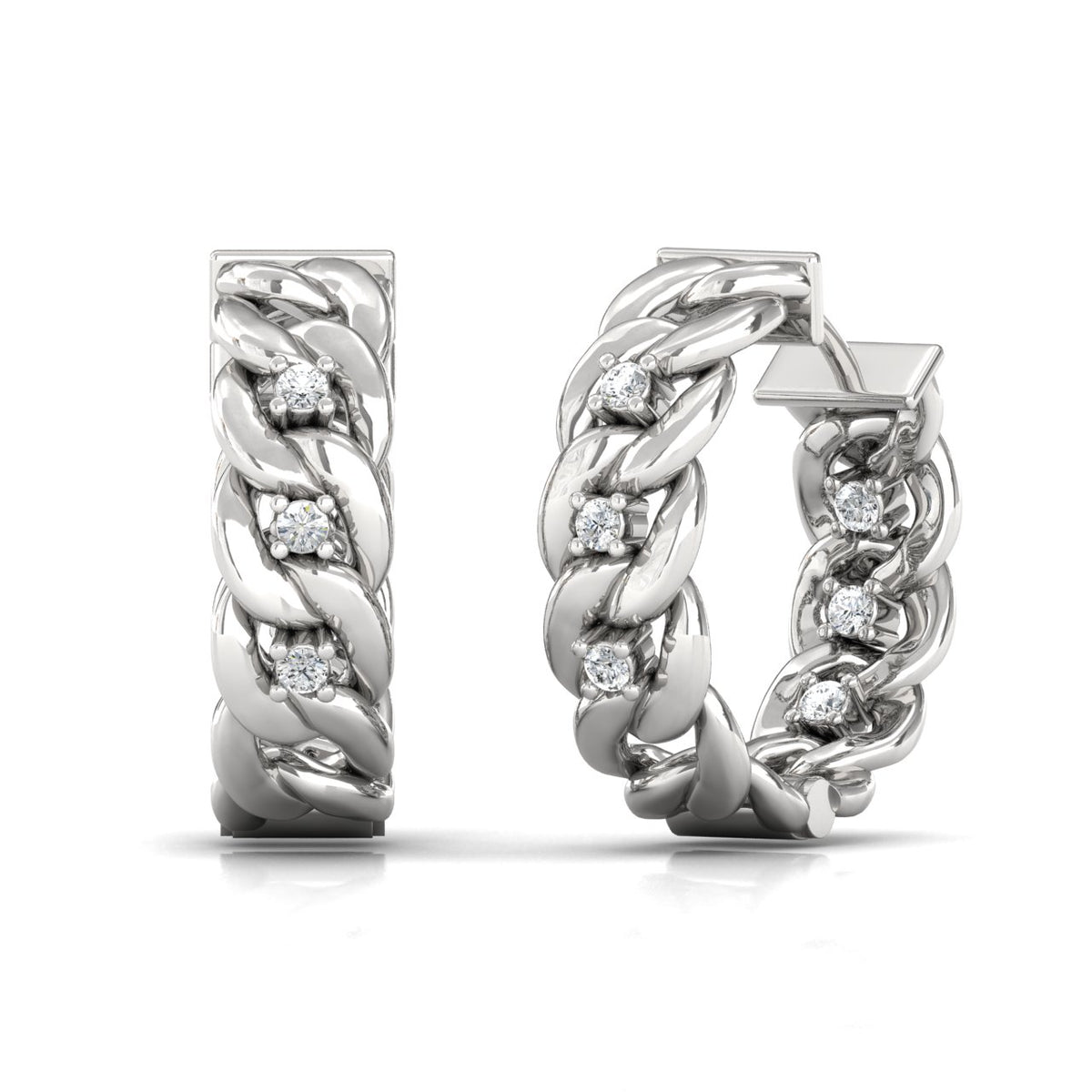 18ct white gold chain diamond earrings 