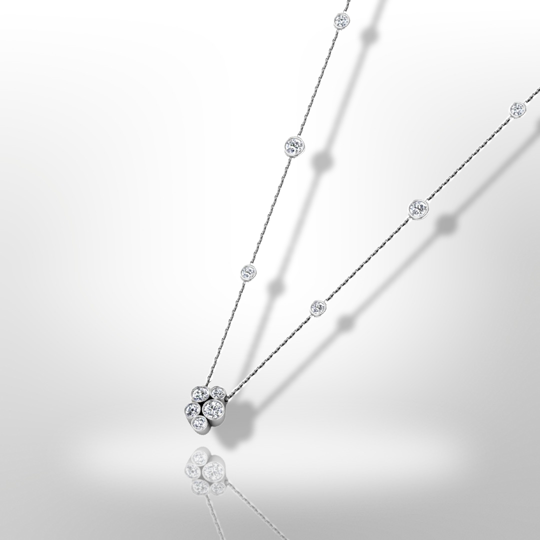 18ct white gold necklace, diamond bubble necklace, 1.25ct diamonds, luxury jewelry, statement necklace, elegant necklace, high-quality necklace, versatile necklace, special occasion necklace, jewelry gift