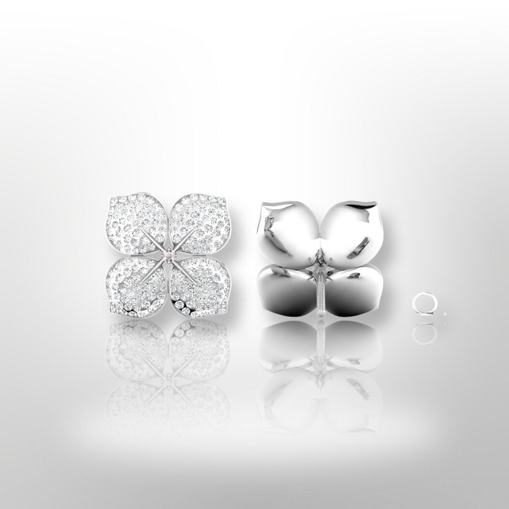 Hydrangea Diamond Earrings White Gold