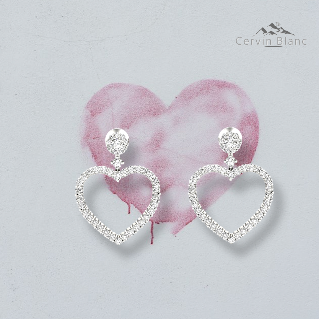 0.85ct Twin Heart Earrings White Gold