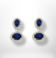18ct White Gold Diamond Sapphire Jacket earrings