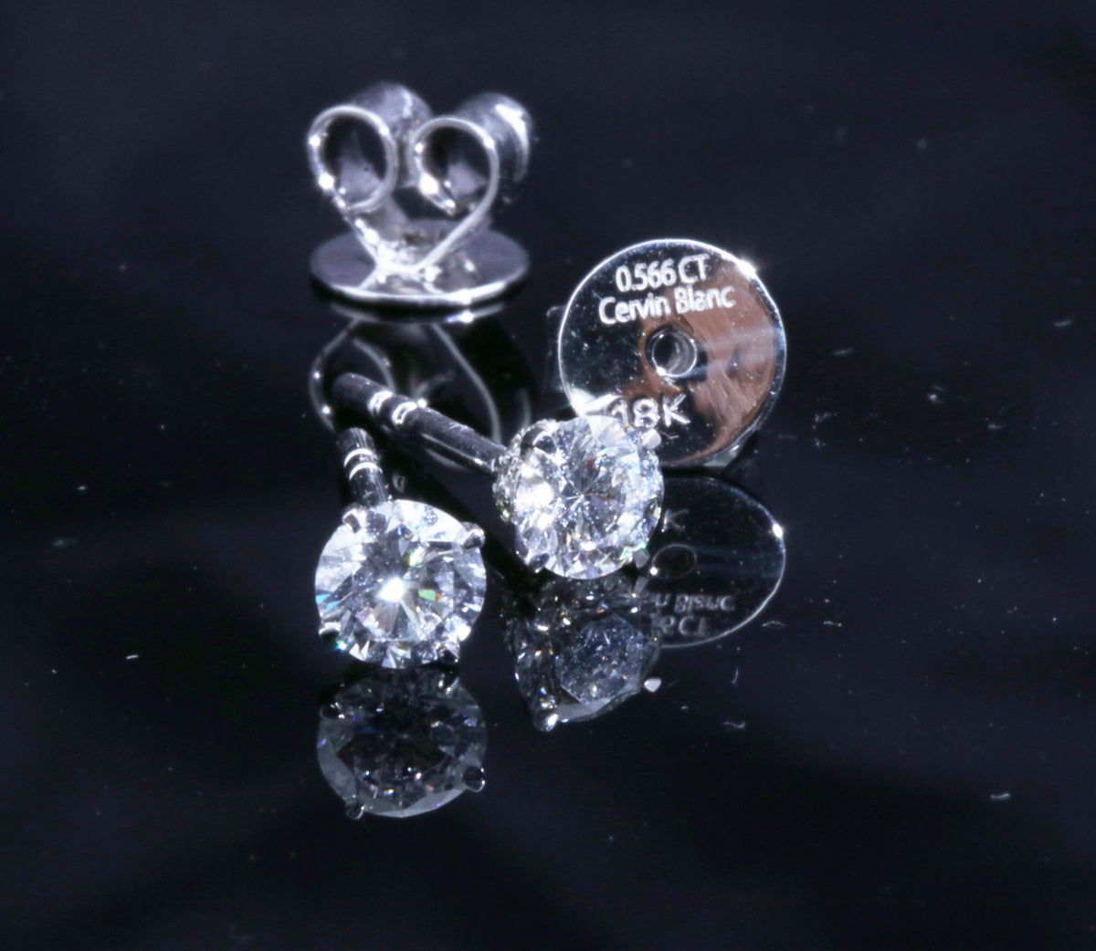 0.57ct Solitaire Diamond Earrings White Gold 18ct White Gold