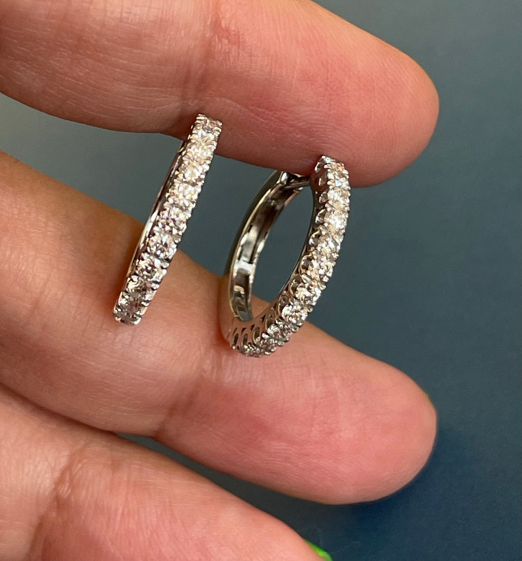 1ct DIAMOND HOOPS Earrings IN 18CT WHITE GOLD