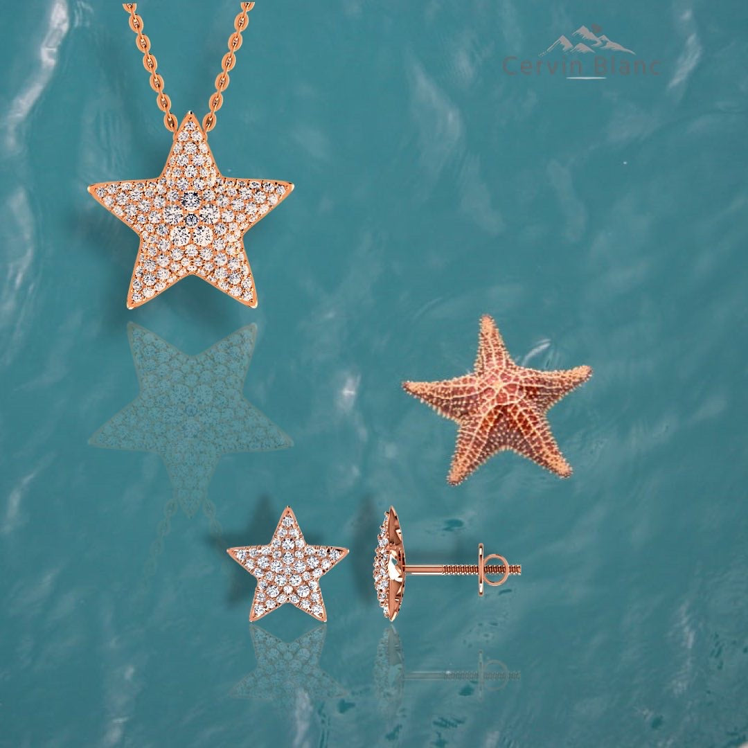 18ct Rose Gold Diamond Star Necklace