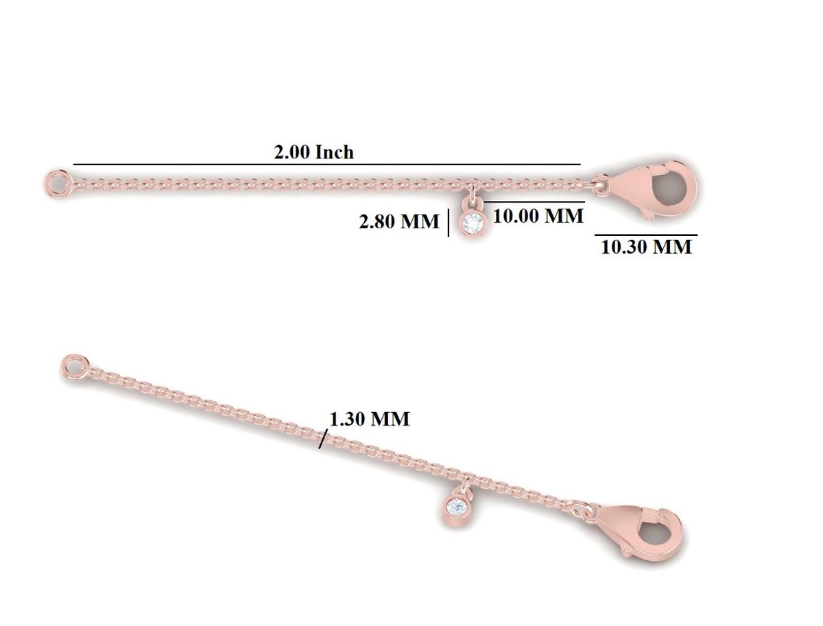 18ct Rose Gold chain extender with Diamond