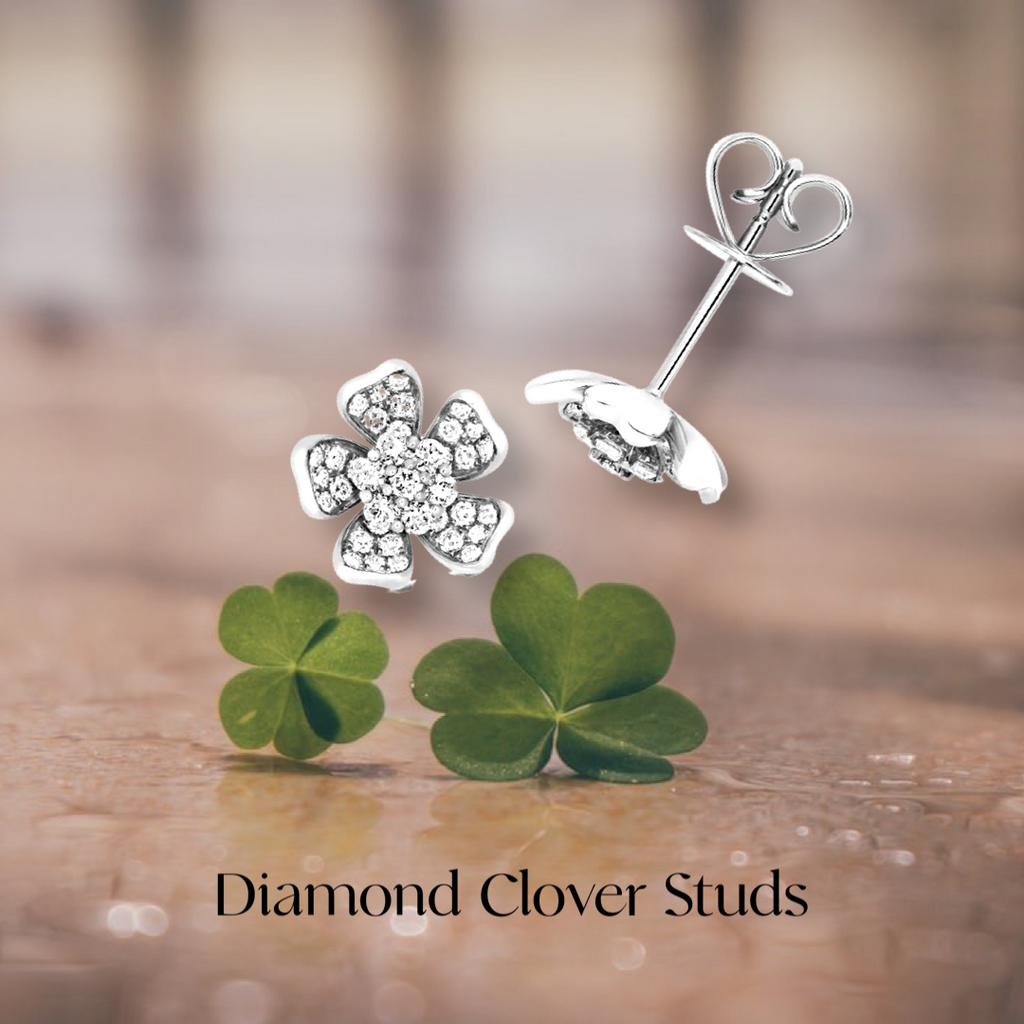 Elegant diamond flower stud earrings