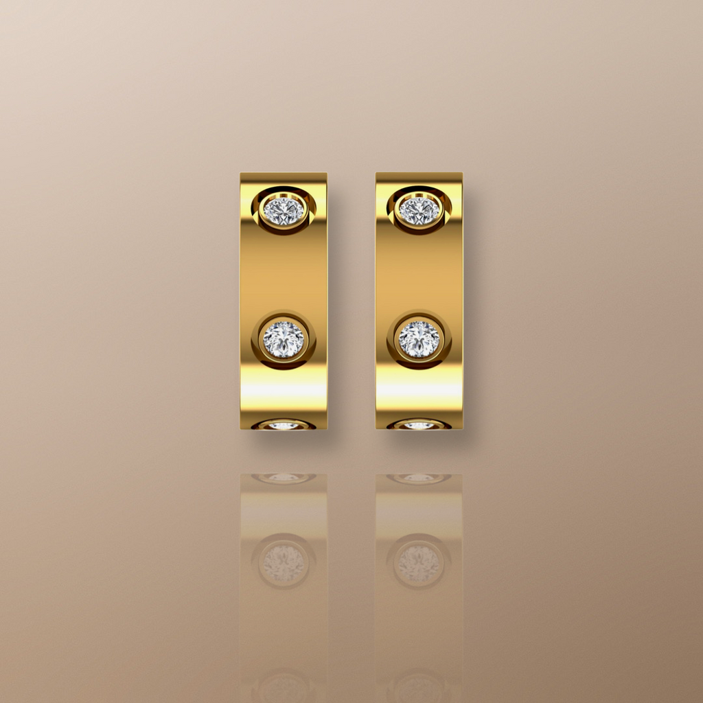 You & I Diamond Half Hoop Earrings Yellow Gold
