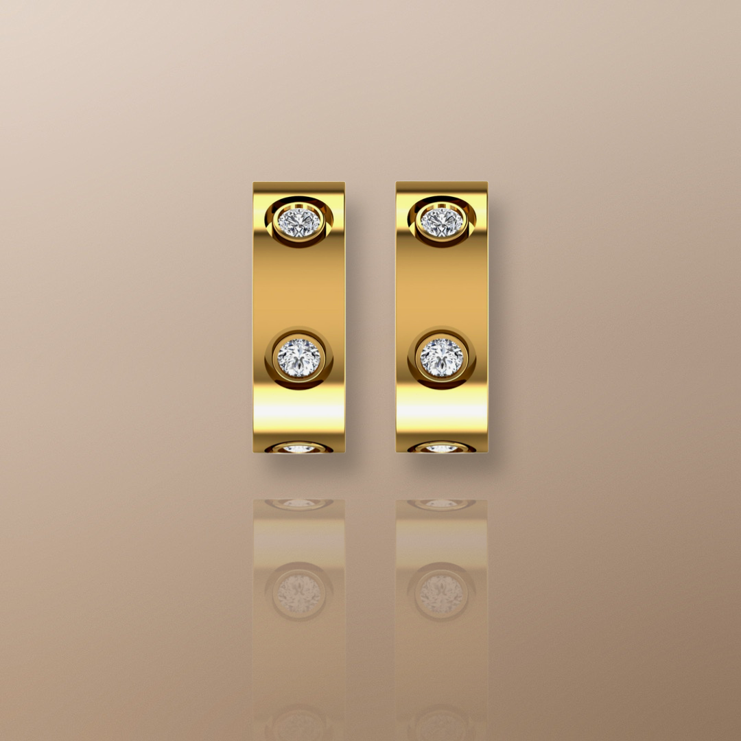 You & I Diamond Half Hoop Earrings Yellow Gold