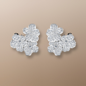  18ct white gold diamond earrings, forget me not earrings, floral design, 1.10ct diamond weight, exceptional clarity, timeless classic, symbol of love and remembrance, high quality craftsmanship