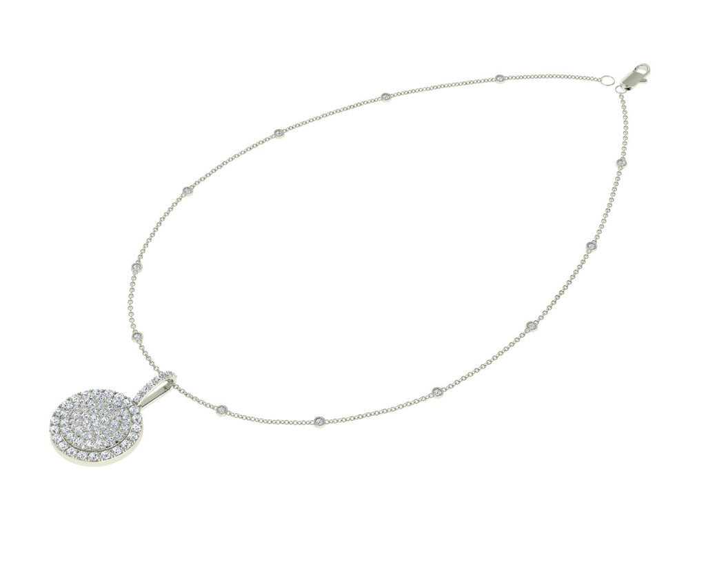 18ct Gold Diamond Circle Necklace with scatter Diamond chain