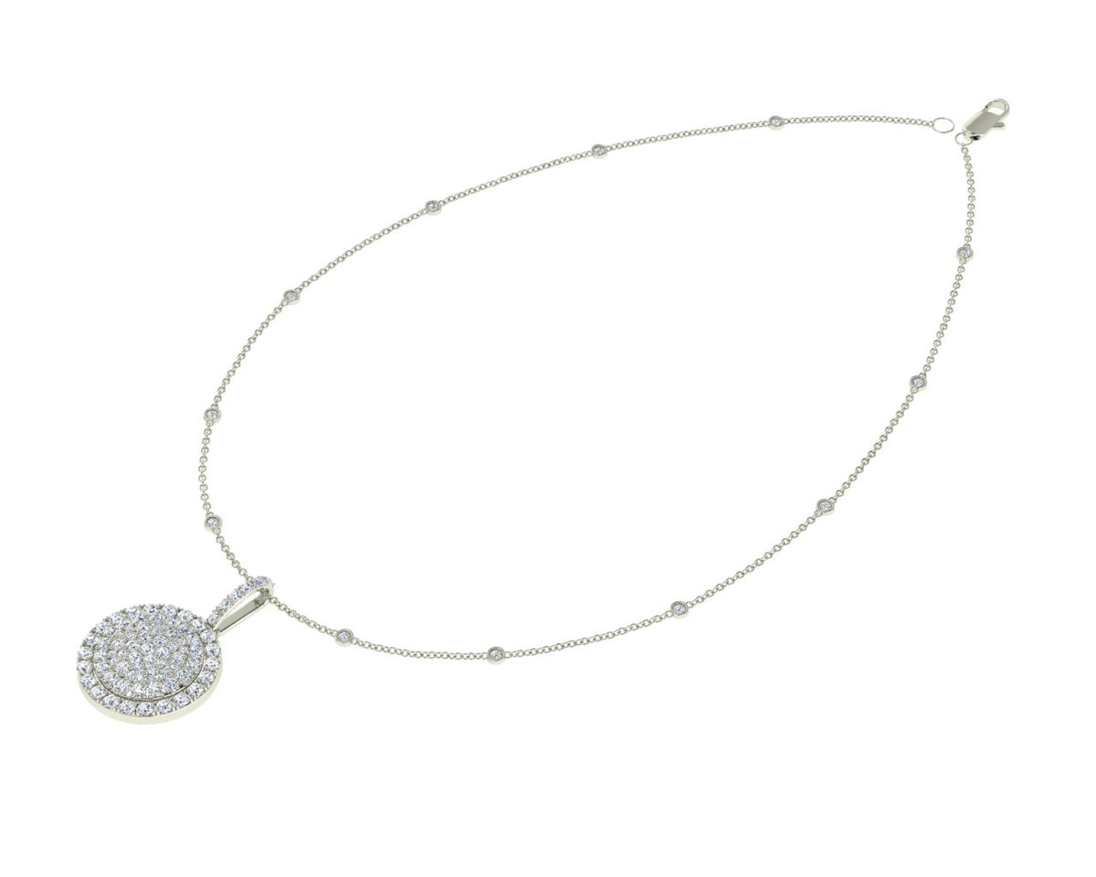 18ct Gold Diamond Circle Necklace with scatter Diamond chain