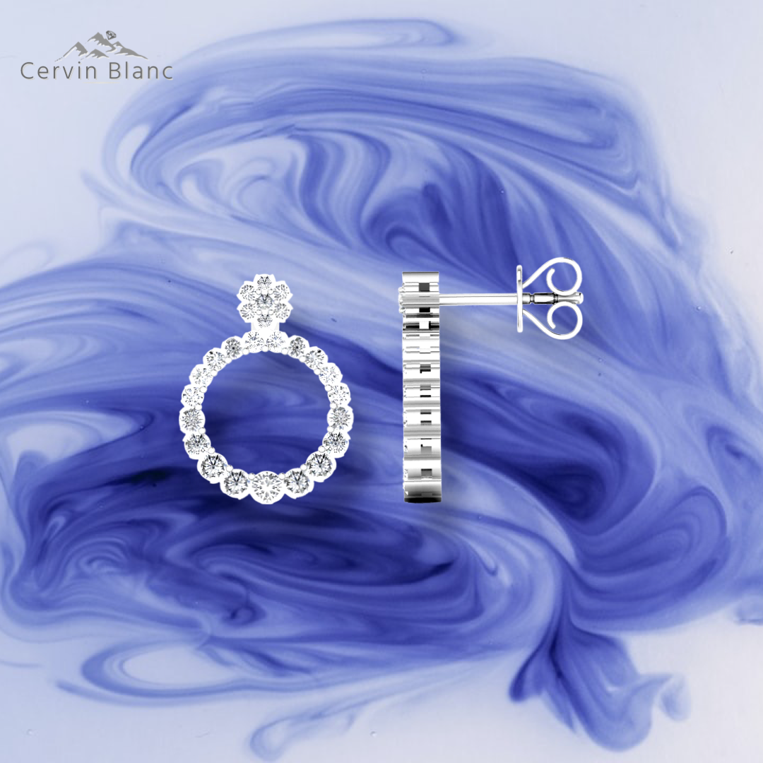 Boucles d'oreilles rondes en or blanc avec diamant de 1 carat