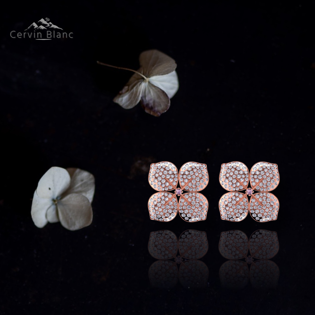 Hydrangea Diamond Earrings Rose Gold 1.60ct