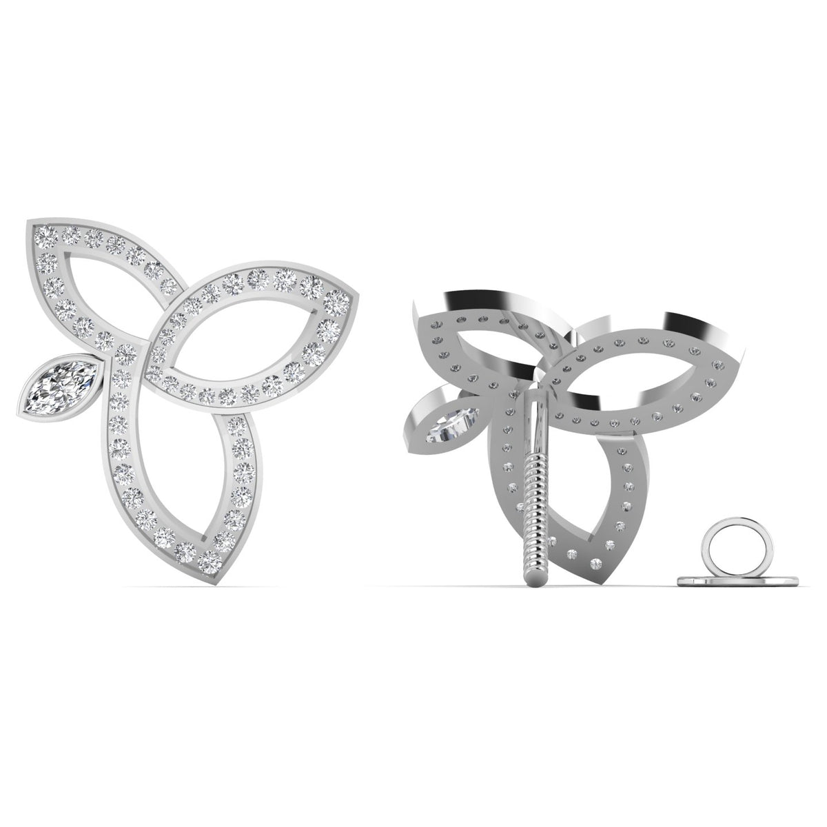White gold lotus diamond studs